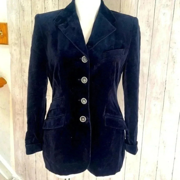 Ralph Laure navy velvet blazer size 8p - Picture 1 of 6